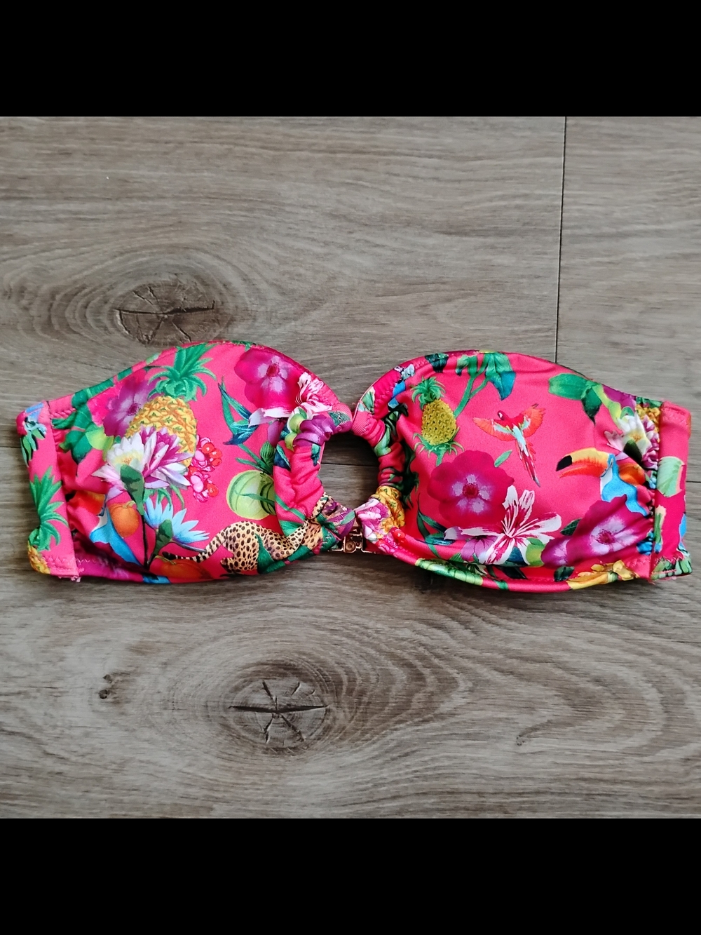 Tropical Pink Floral Bandeau Swim Top